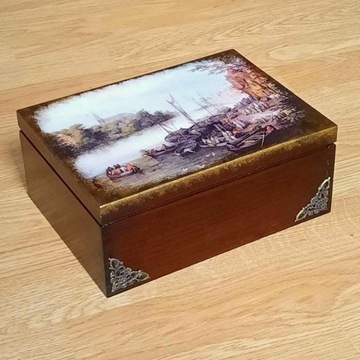 Szkatułka  pudełko drewniane w stylu rustykalnym