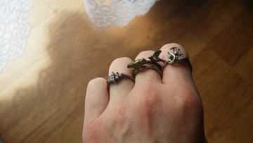 Zestaw pierścionków ptaszki urocze gothic lolita