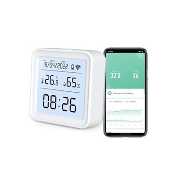 Czujnik temperatury wilgotności zegar Smart Wi-Fi