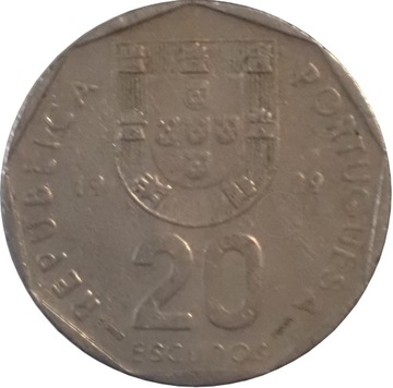Portugalia 20 escudos 1989 roku - OB. MOJĄ OFERTĘ