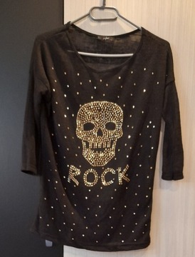 Koszulka bluzka tshirt czarna skull czaszka rock M