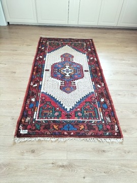 Kurdyjski ręcznie tkany wełniany dywan 94x195cm