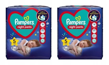 2× Pieluchomajtki Pampers Night rozmiar 5 44 szt