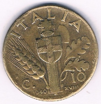 Włochy 10 centów 1940 