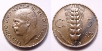 Włochy 5 centesimi 1935 r.