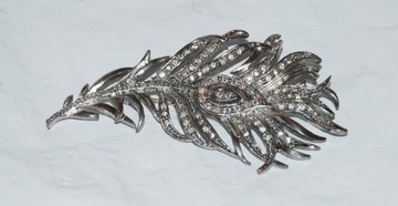 Broszka Jablonex srebrna - pawie pióro