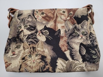 Torba torebka na ramie Signare - Cats - motyw koty