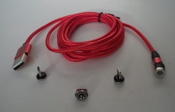 Kabel Przewód USB typ C Micro iPhone Magnetycz. 2m
