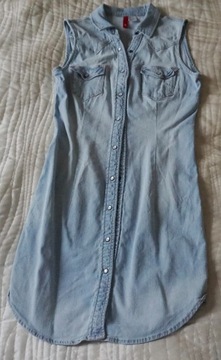 Sukienka tunika koszula jeansowa H&M rozm. 34 XS