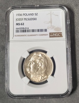 II RP / 5 złotych 1936 / NGC MS62