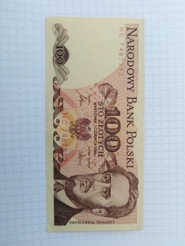 Banknot 100 złotych 1986 rok seria N stan bdb