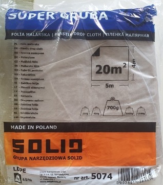 SOLID Folia malarska 4mx5m Super Gruba