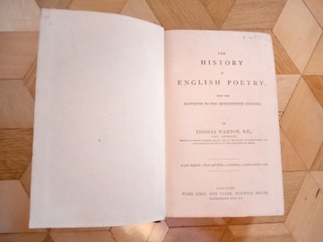 THE HISTORY OF ENGLISH POETRY