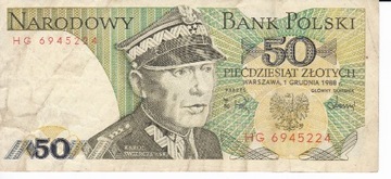 Banknot 50 zł PRL stan 3-4