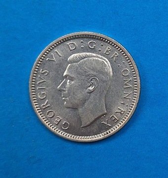 Wielka Brytania 6 pensów 1942, Jerzy VI, Ag 0,500