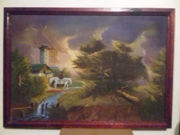 Stary obraz malowany na płótnie 
