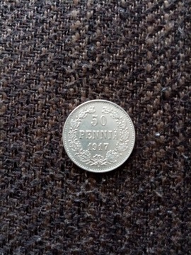 50 pennia 1917, 50 pennia 1916 Finlandia - srebro 