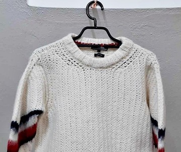 Sweter beżowy Tommy Hilfiger 36 S paski crop bdb