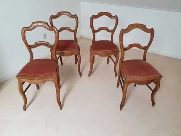 Dębowe krzesła do jadalni 4 szt. styl Biedermeier 