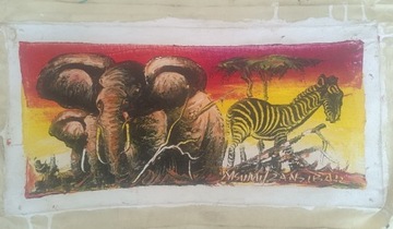 2x Obrazy z Zanzibaru malowane przez lokalnych art