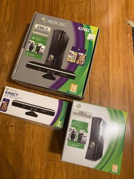 Konsola Xbox 360 250Gb kinect gry 4 pady