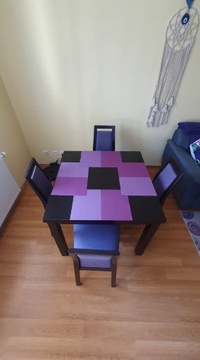 Stół z krzesłami 90x90 cm/180x90 cm, 6 krzeseł
