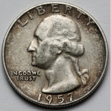 USA - 1/4 QUARTER DOLLAR 1957 Washington - Srebro