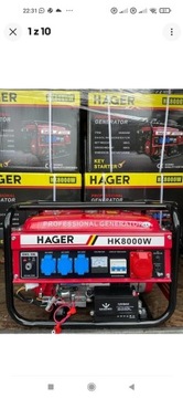 Agregat HagerHK8000W rozrusznikiem elektrycznym, 