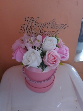 Flower box mydlany na urodziny prezent 