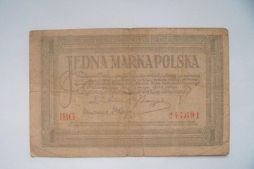Banknot POLSKA 1 MARKA  POLSKA 1919 r.