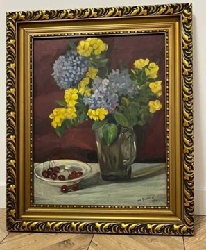 obraz olejny z kwiatami 