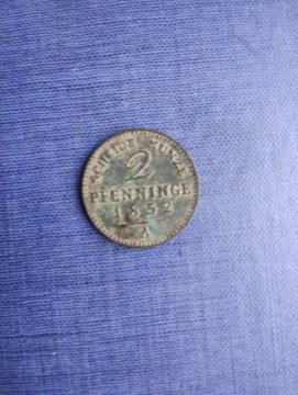 1852 A 2 fenigi Scheide münze