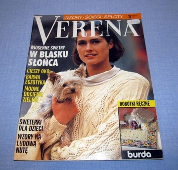 Verena 3/1992 wzory sploty modne swetry modele