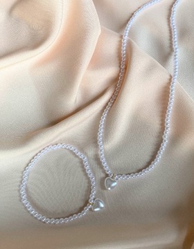 Perłowy komplet: naszyjnik i bransoletka handmade