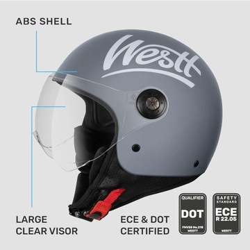  Kask motocyklowy Westt Jethelm z Visierem