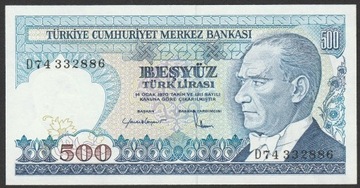 Turcja 500 lirasi 1970 - stan bankowy UNC