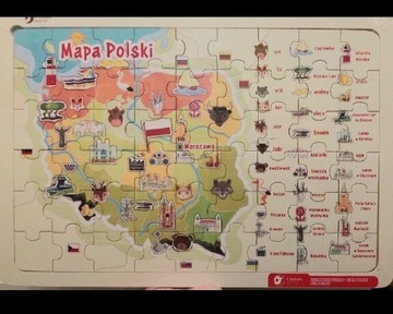 Drewniane puzzle edukacyjne Mapa Polski 54 elemen.