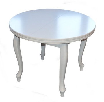 Okrągły Piękny biały stół LUDWIK Fi 100/140 rozkła