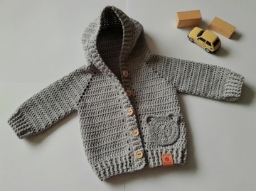 Sweterek kapturem niemowlęcy Handmade Rękodzieło 