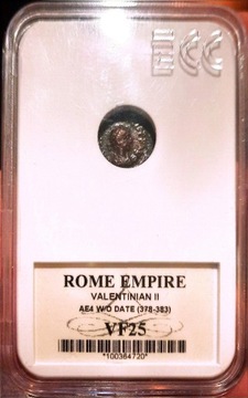 Rzym, follis AE4, Valentinian II. Grading GCN. 