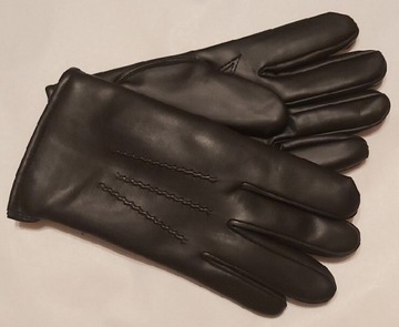 Męskie rękawiczki skórzane czarne M. NOWE.