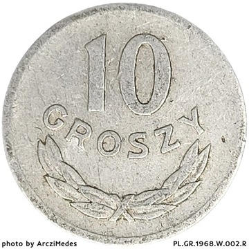 10 groszy 1968, Polska