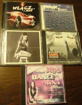 Płyty CD muzyka różna cena za 5 sztuk.