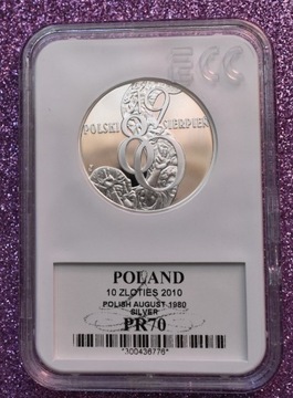 10 ZŁ 2010 POLSKI SIERPIEŃ 1980 PR 70 SREBRO