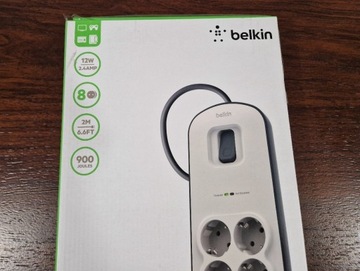 Belkin BSV804vf2M listwa przedłużacz 2m 8gn. 2xUSB