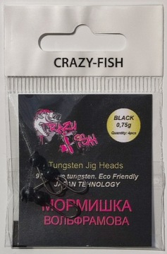 Crazy Fish Tungsten Jig Head 0,75g BLACK Color