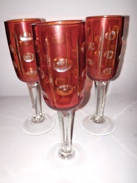 Kieliszki kryształowe ze szkła rubinowego 6 sztuk