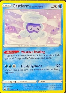 Karta Pokemon - Castform Snowy Form - 034/198