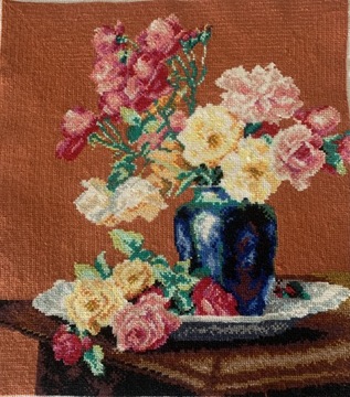 Cudny obraz/gobelin „Kwiaty w wazonie” rękodzieło