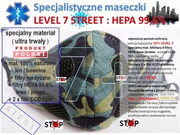 maska LEVEL 7 STREET: ochrona MAX. 4AIR HEPA 99,6%